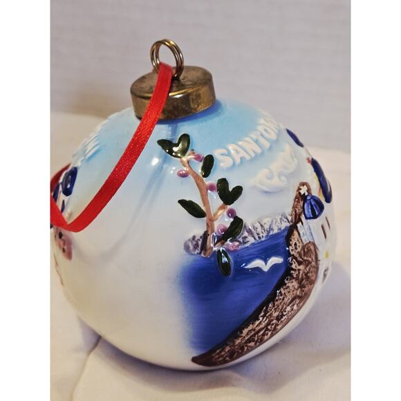 Santorini Talavera Pottery Christmas Ornament Beaded Mediterranean Decor Gift - Picture 2 of 4